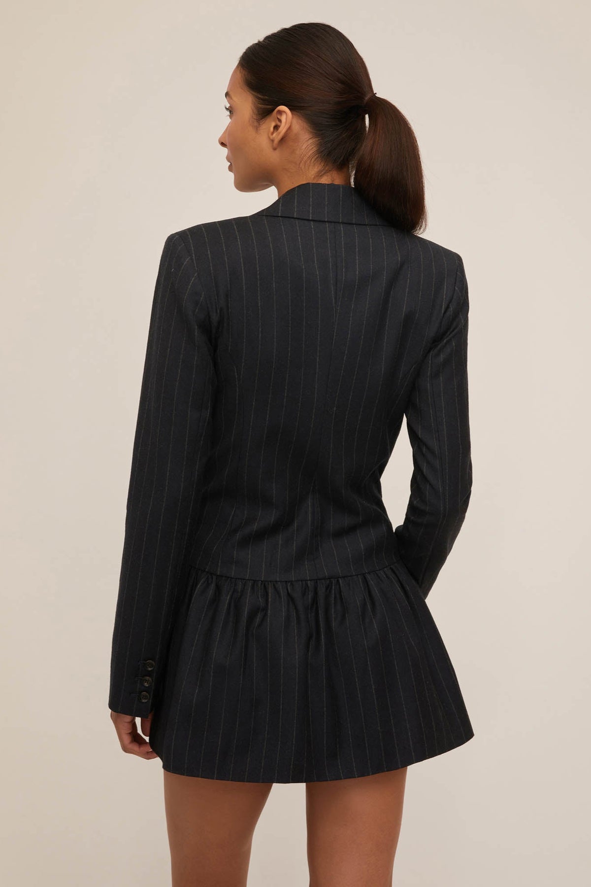 Ainsley Pinstripe Drop Waist Blazer Dress