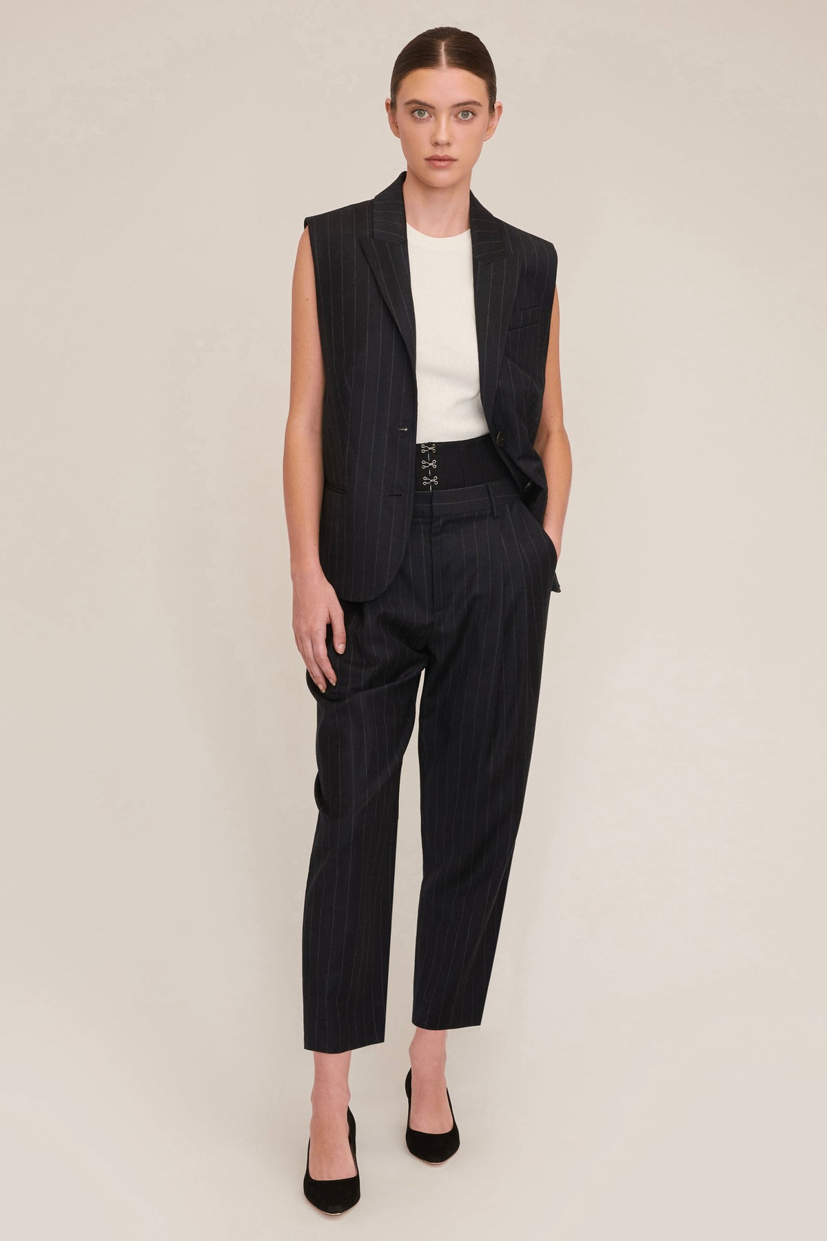 Arley Pinstripe Boy Blazer Vest | MARISSA WEBB