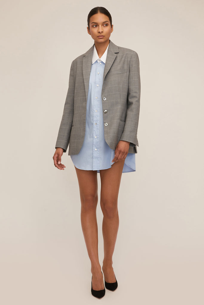 Davie Sateen Mini Dress Shirt Periwinkle White Combo | MARISSA WEBB