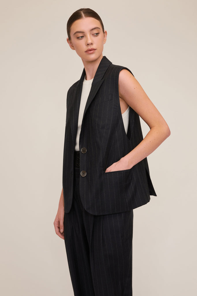Arley Pinstripe Boy Blazer Vest | MARISSA WEBB
