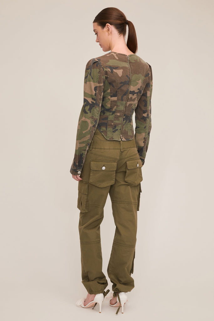 Lucy Camo Canvas Seamed Top | MARISSA WEBB