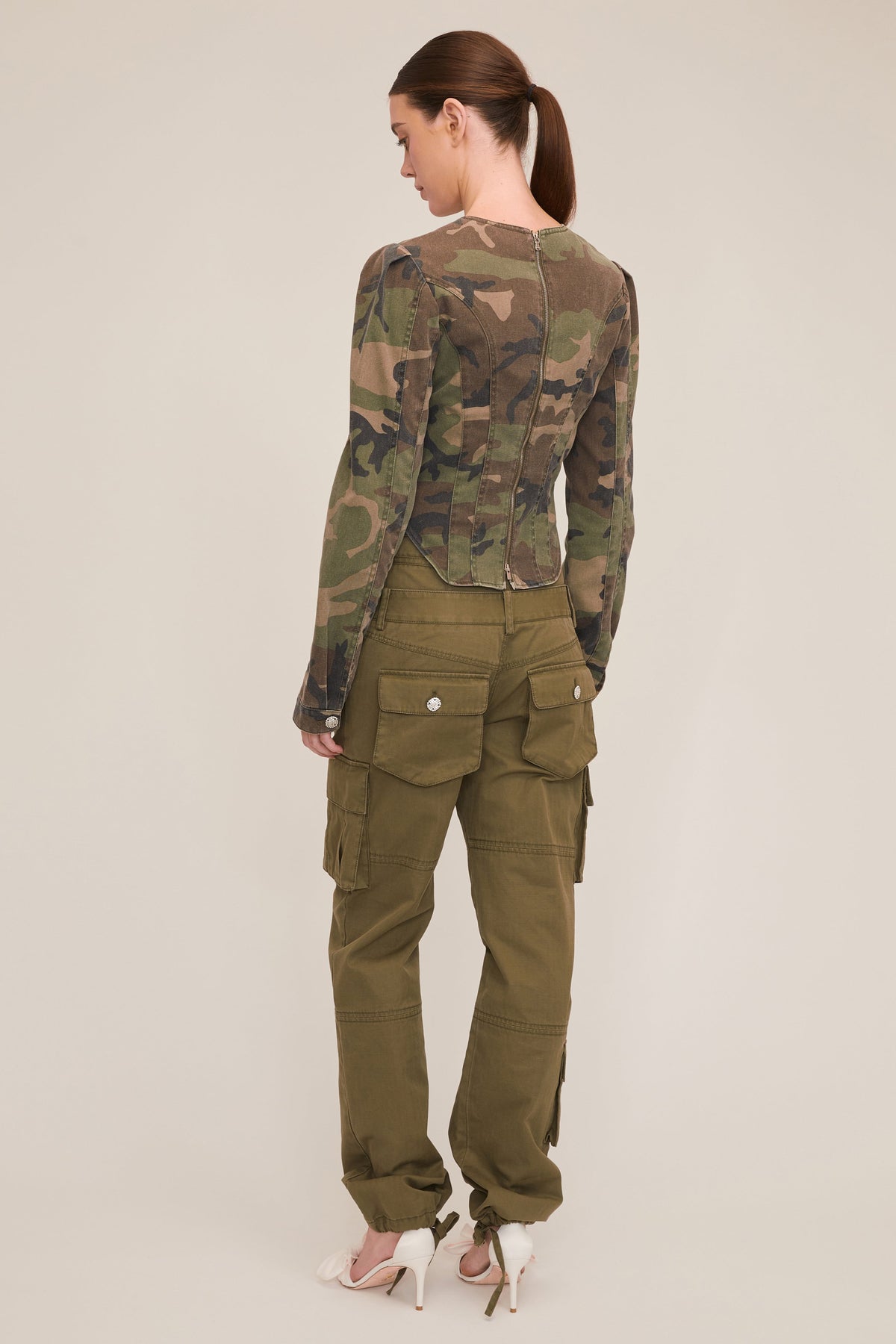 Lucy Camo Canvas Seamed Top | MARISSA WEBB
