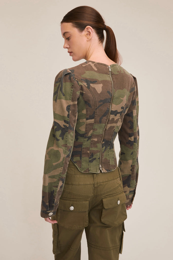 Lucy Camo Canvas Seamed Top | MARISSA WEBB