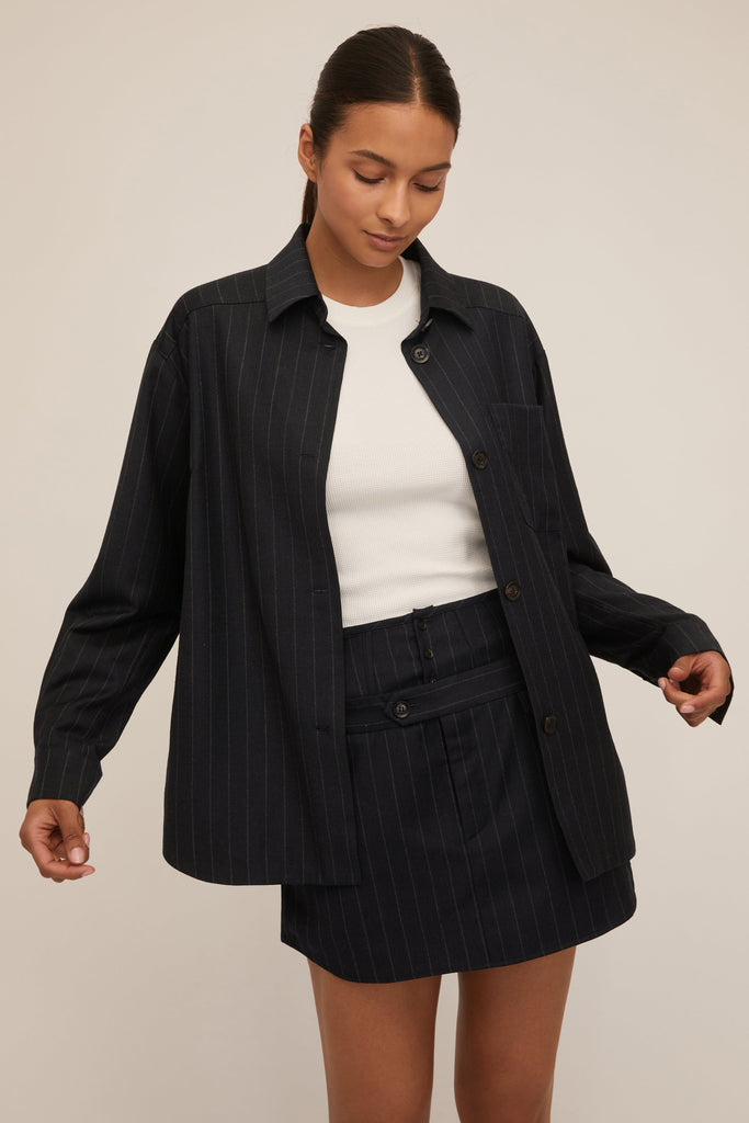 Lou Pinstripe Shirt Jacket