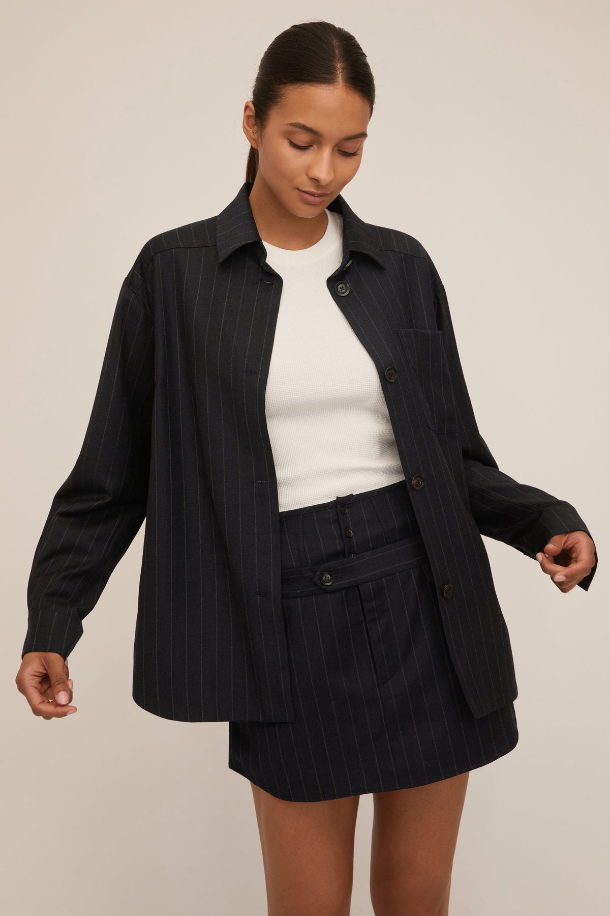 Lou Pinstripe Shirt Jacket