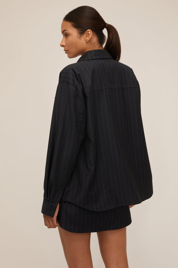 Lou Pinstripe Shirt Jacket