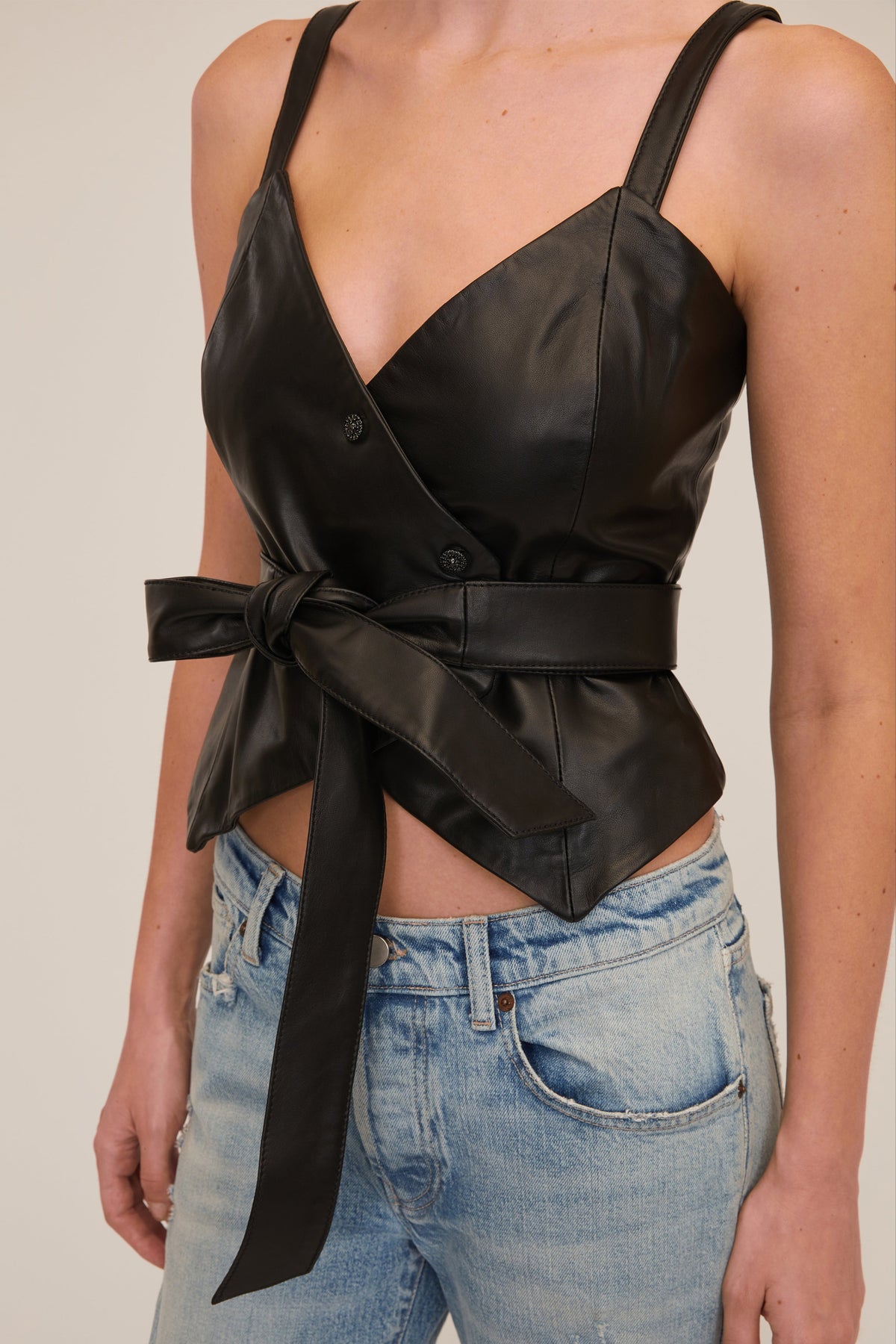 Raya Leather Wrap Vest | MARISSA WEBB