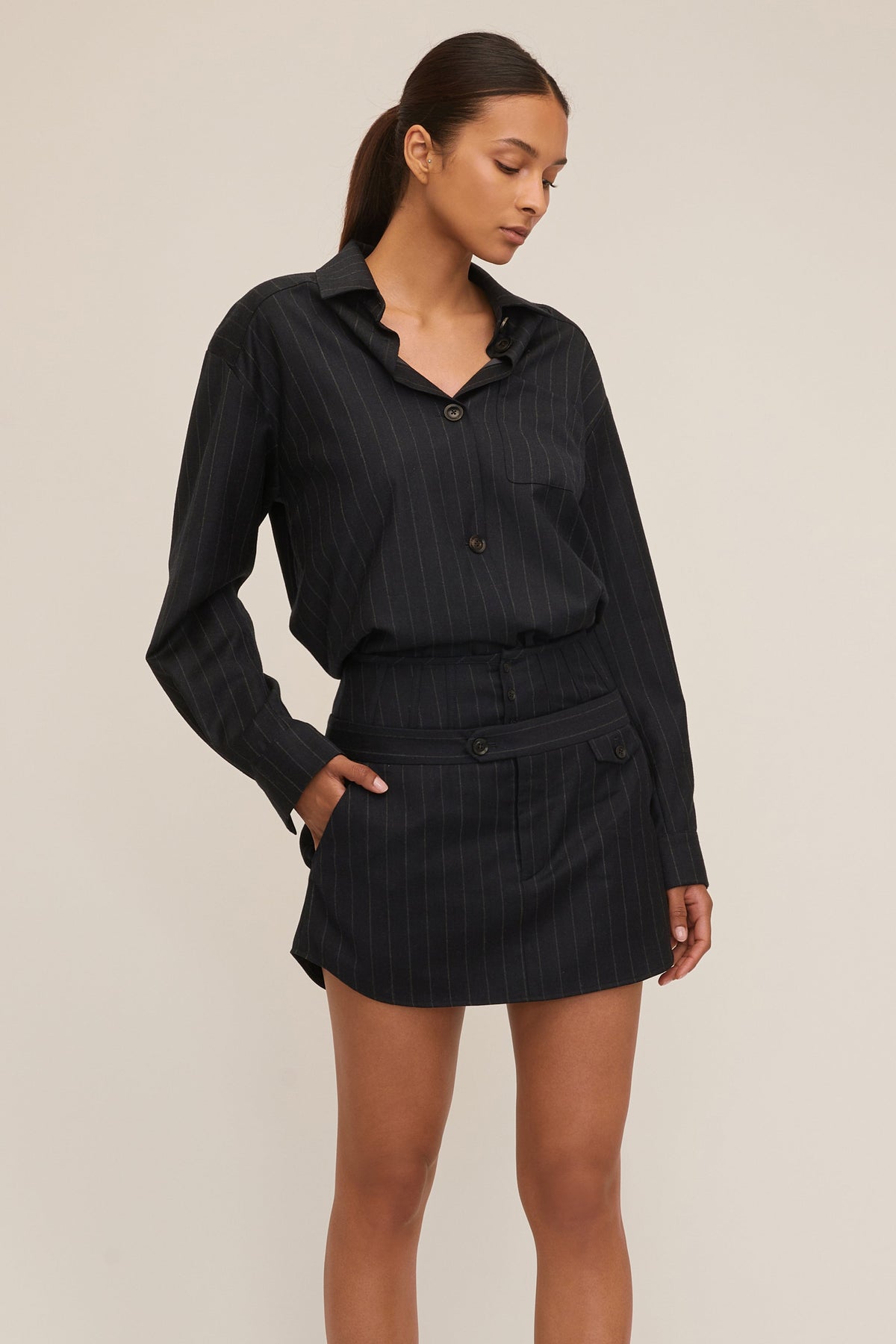 Lou Pinstripe Shirt Jacket