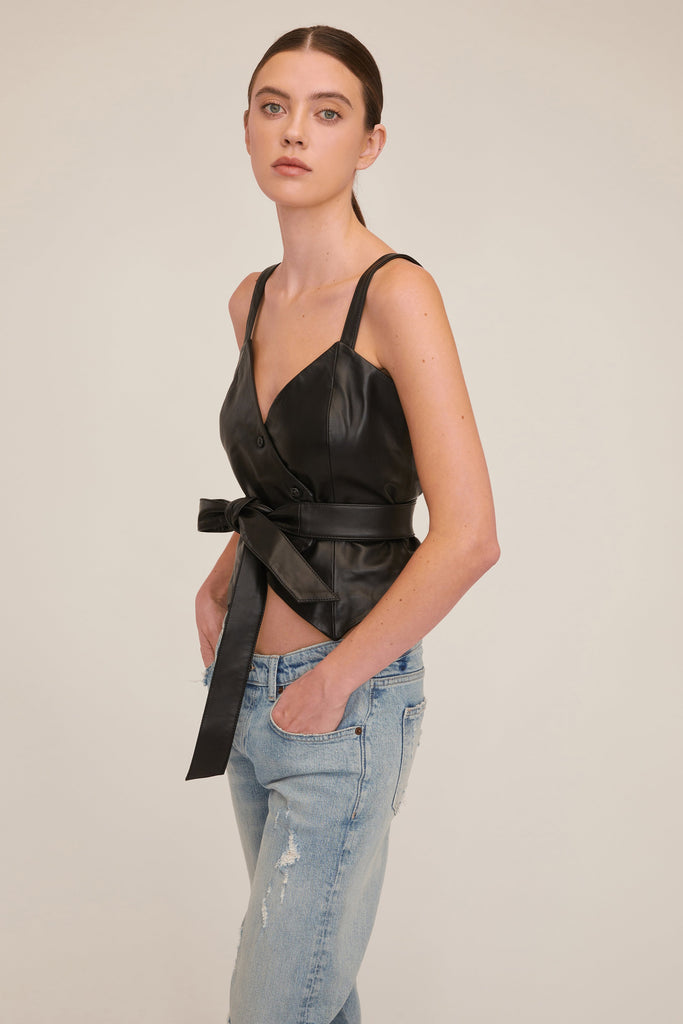 Raya Leather Wrap Vest | MARISSA WEBB