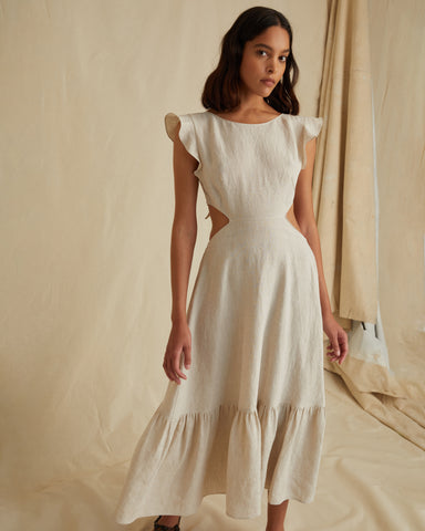 Linen Cut Out Midi Dress | Sample Sale | MARISSA WEBB