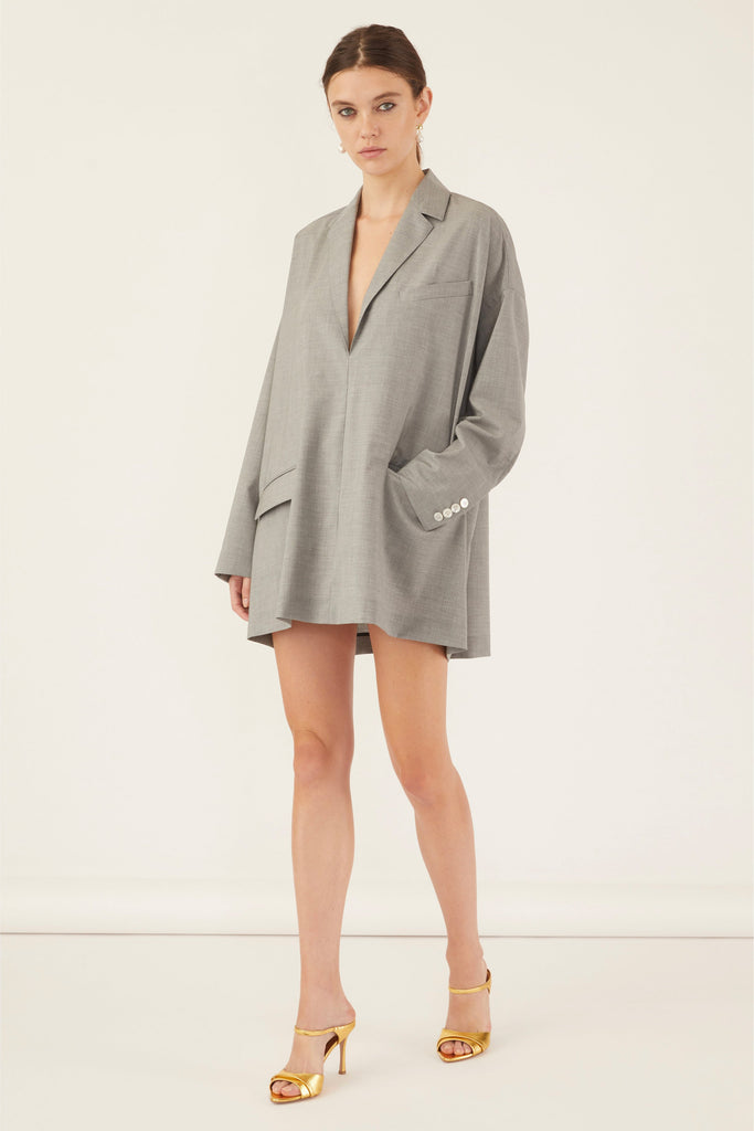 Elaine Tropical Wool Tunic Blazer in Dove Grey | MARISSA WEBB