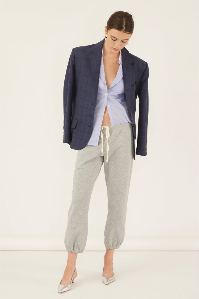 Margo Notch Collar Camp Shirt in Cerulean Edie Stripe White Combo | MARISSA WEBB