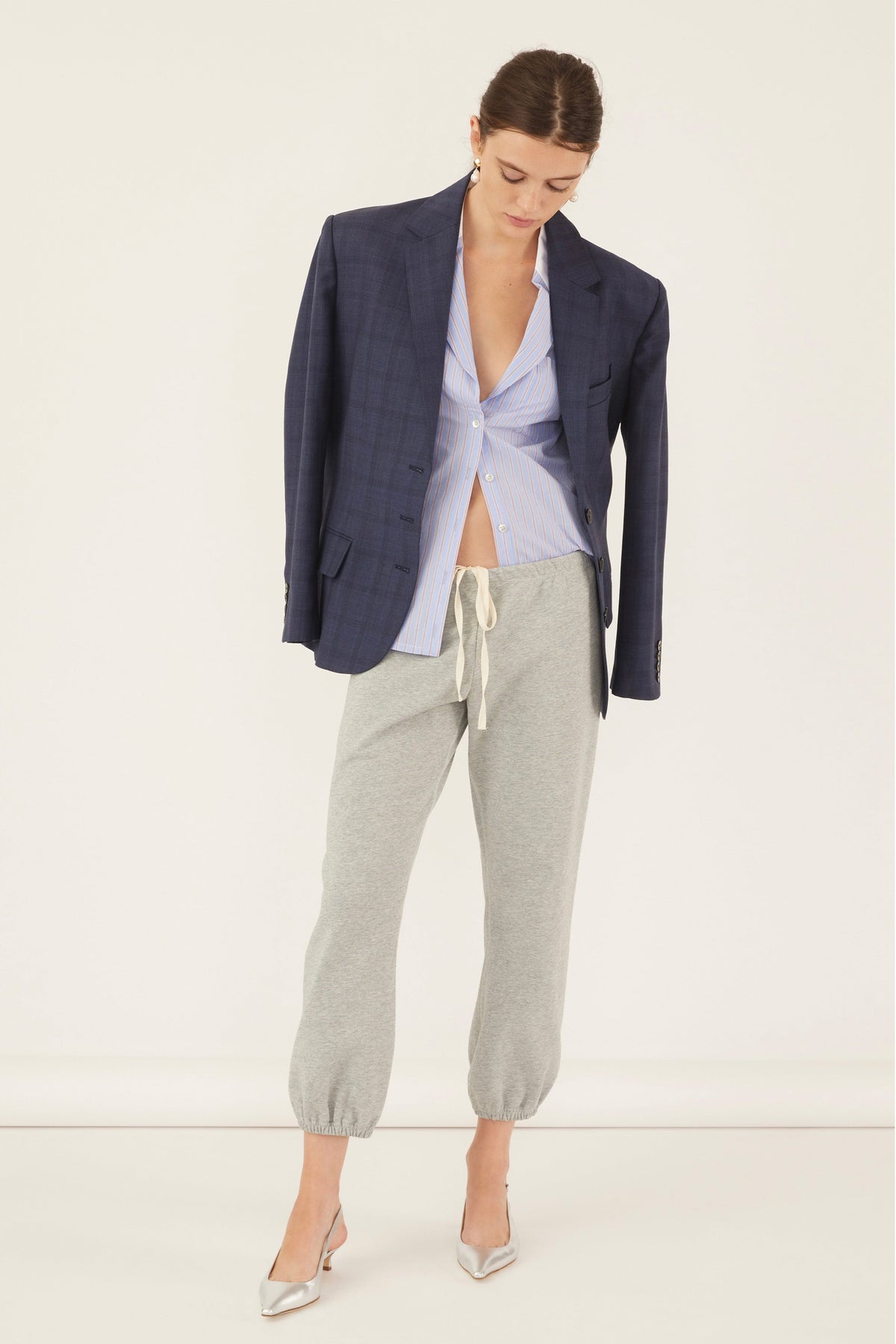 Blaine Low Rise Cropped Sweatpant in Heather Grey | MARISSA WEBB