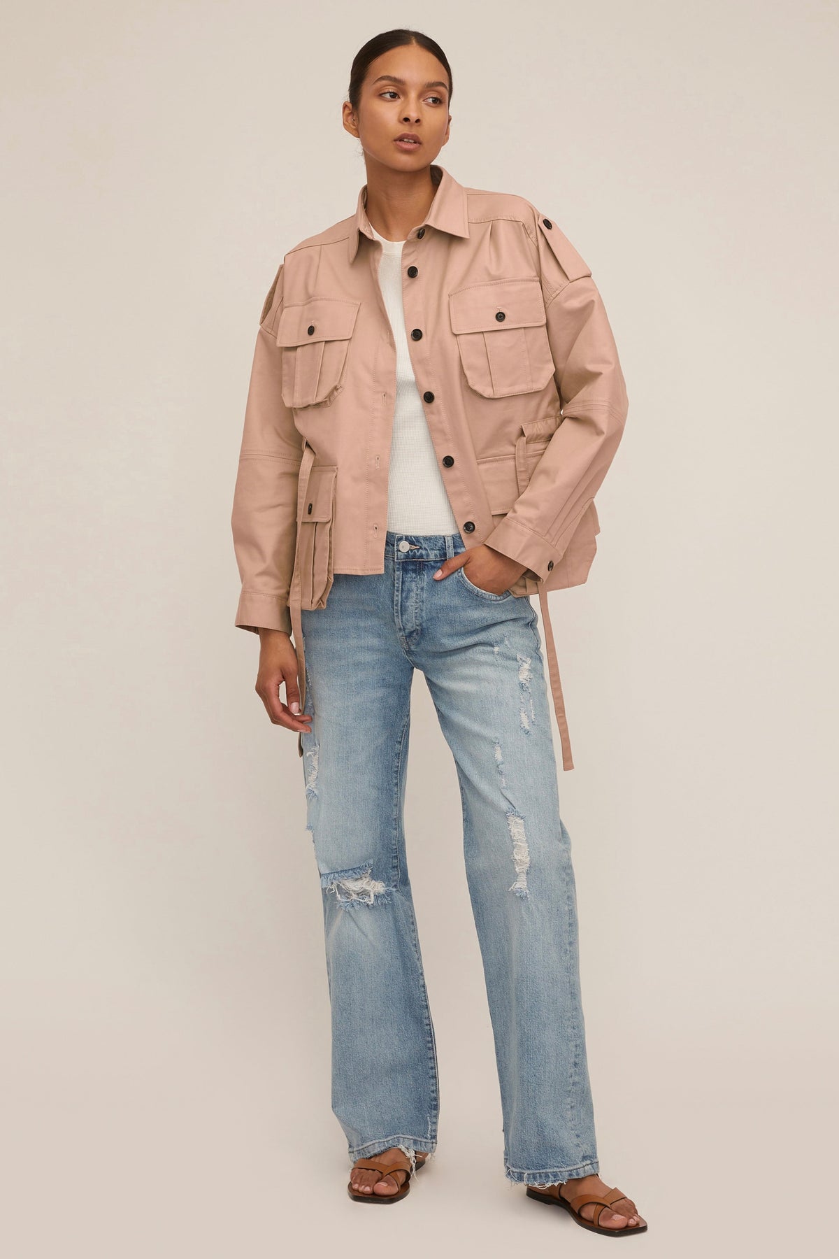 Dante Crisp Canvas Cropped Utility Jacket | MARISSA WEBB