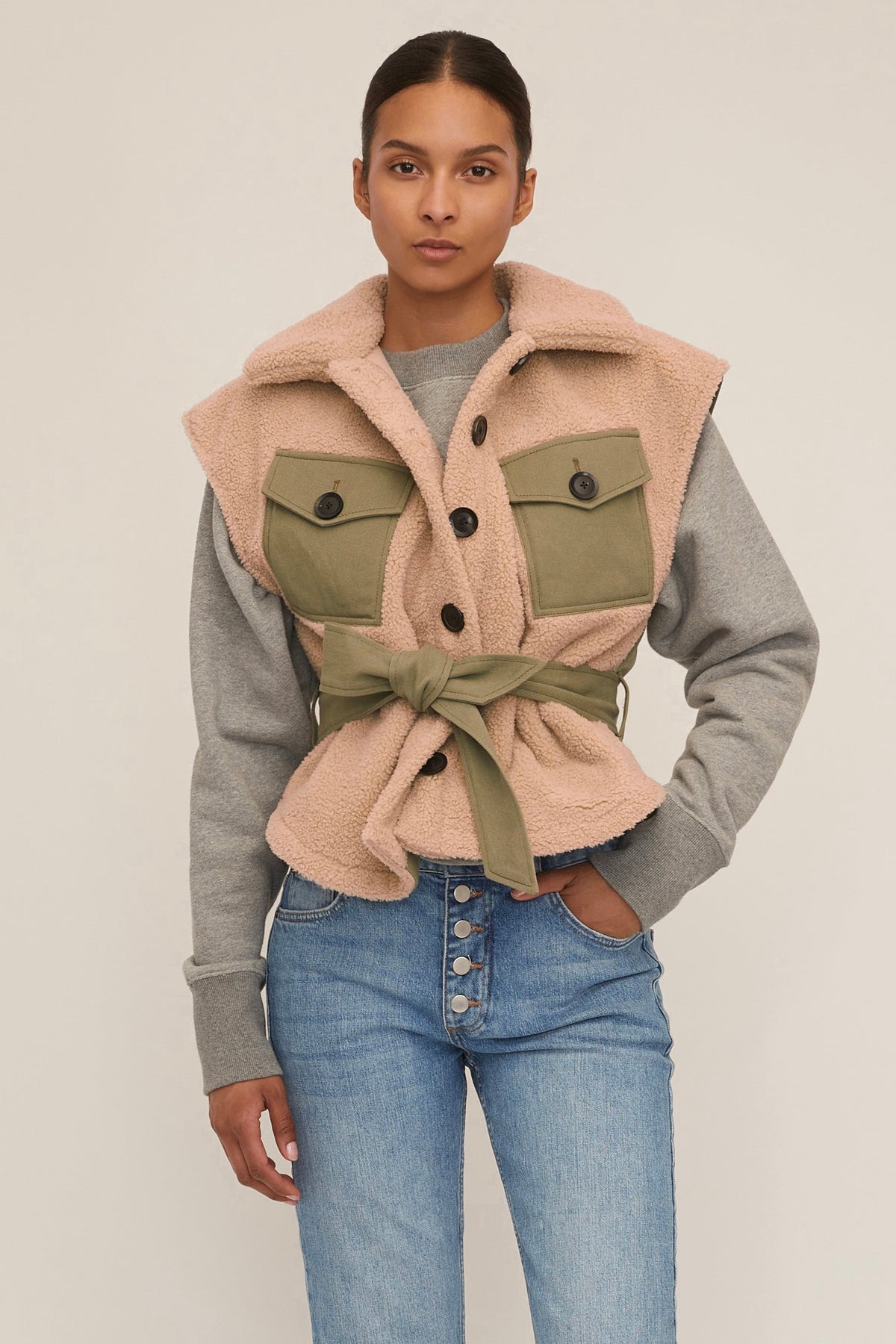 Frankie Sherpa Twill Vest | MARISSA WEBB