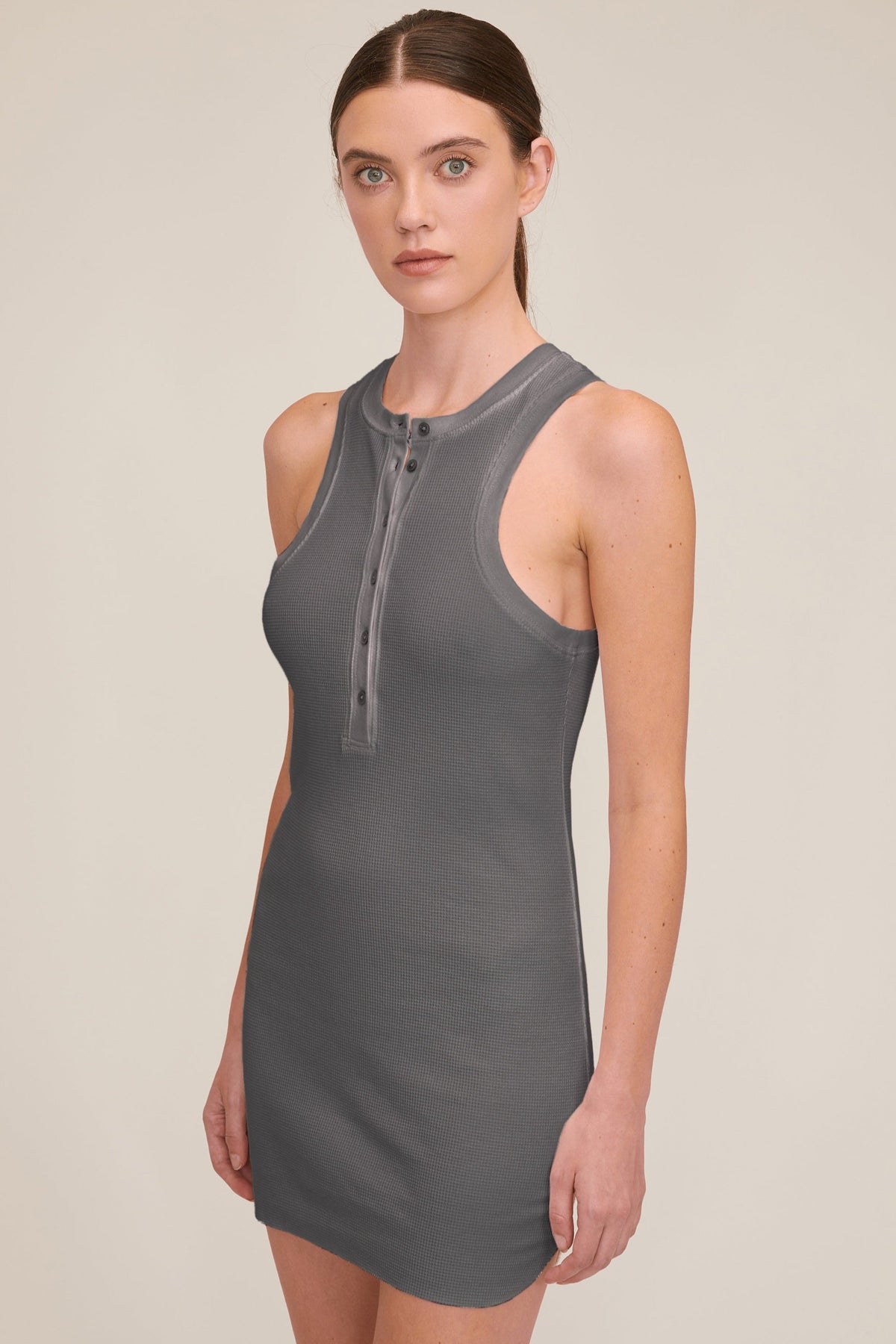 Stretch Waffle Slim Knit Mini Dress