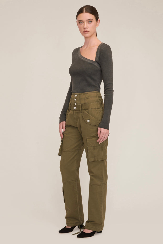 Stretch Waffle Lea Asymmetrical Pullover | MARISSA WEBB