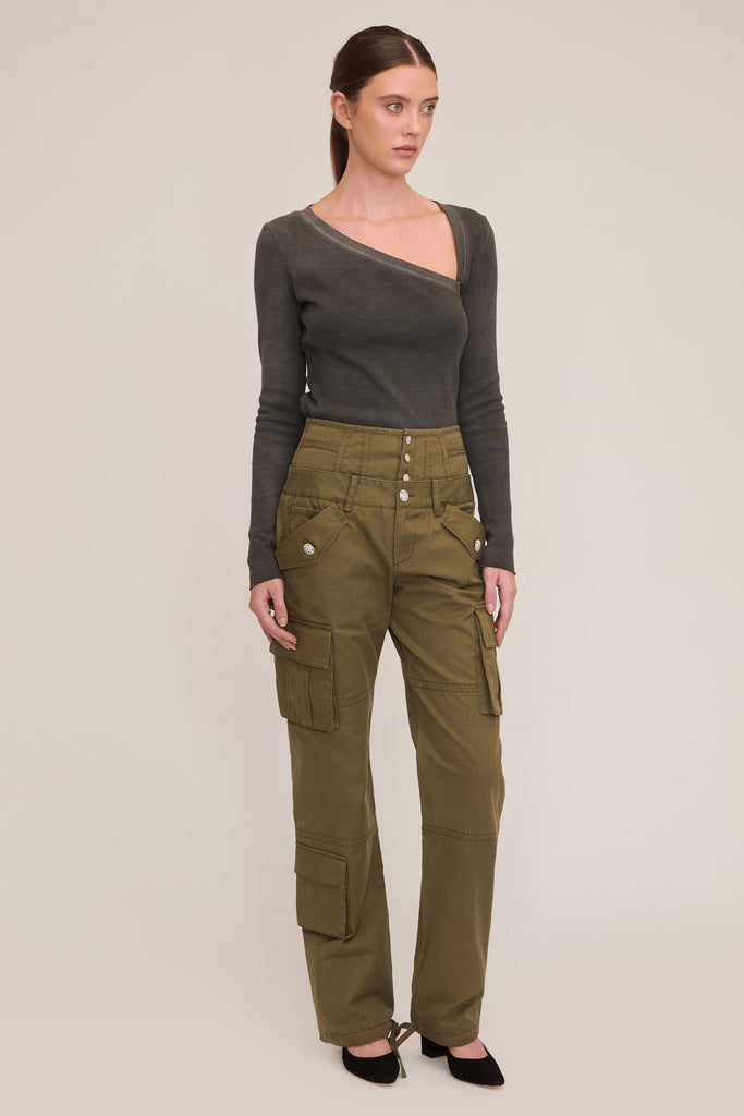Stretch Waffle Lea Asymmetrical Pullover | MARISSA WEBB