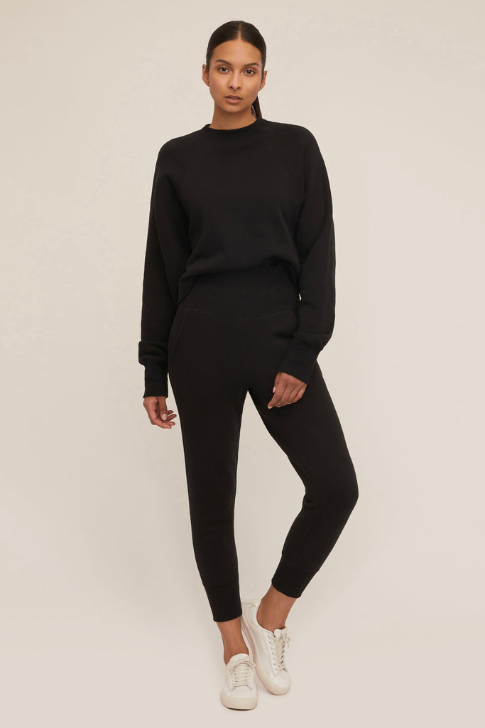 So Uptight Cropped Raglan French Terry Sweatshirt in Black