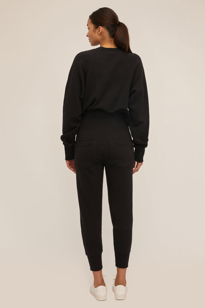 So Uptight Cropped Raglan French Terry Sweatshirt in Black