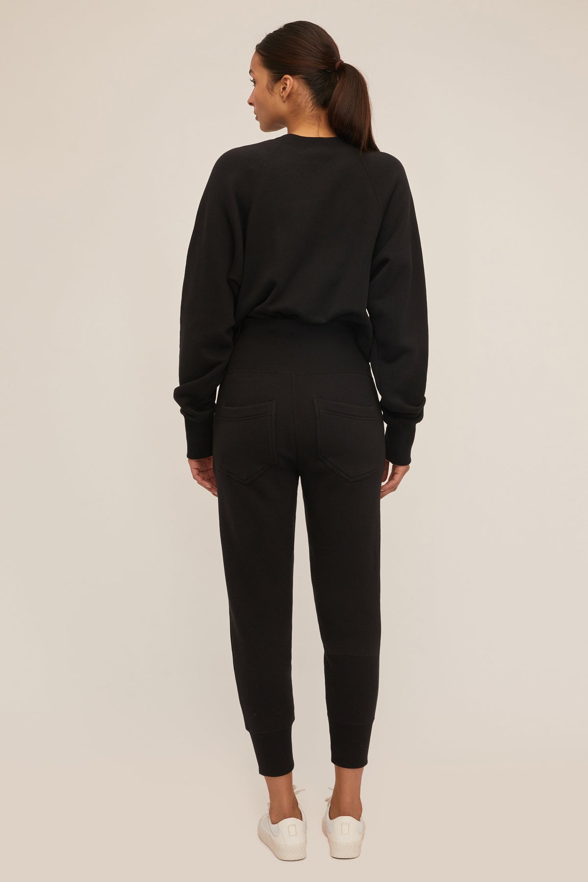 So Uptight Cropped Raglan French Terry Sweatshirt in Black