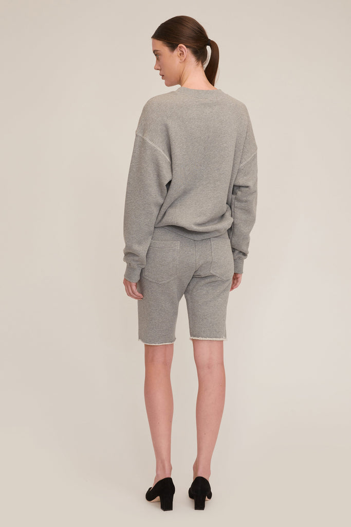 Romy Raw Edge French Terry Bermuda Short in Heather Grey | MARISSA WEBB