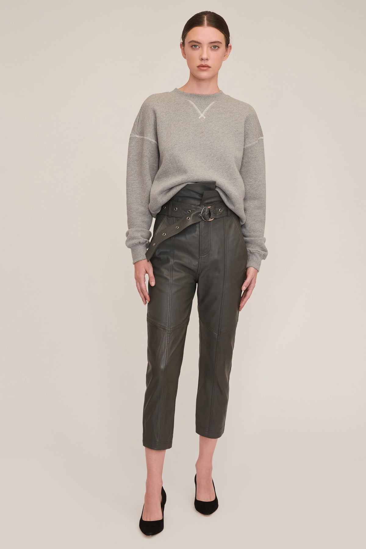 Anniston Leather Pant in Charcoal | MARISSA WEBB