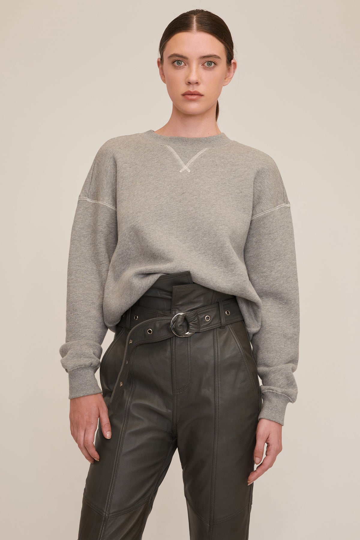 Anniston Leather Pant in Charcoal | MARISSA WEBB