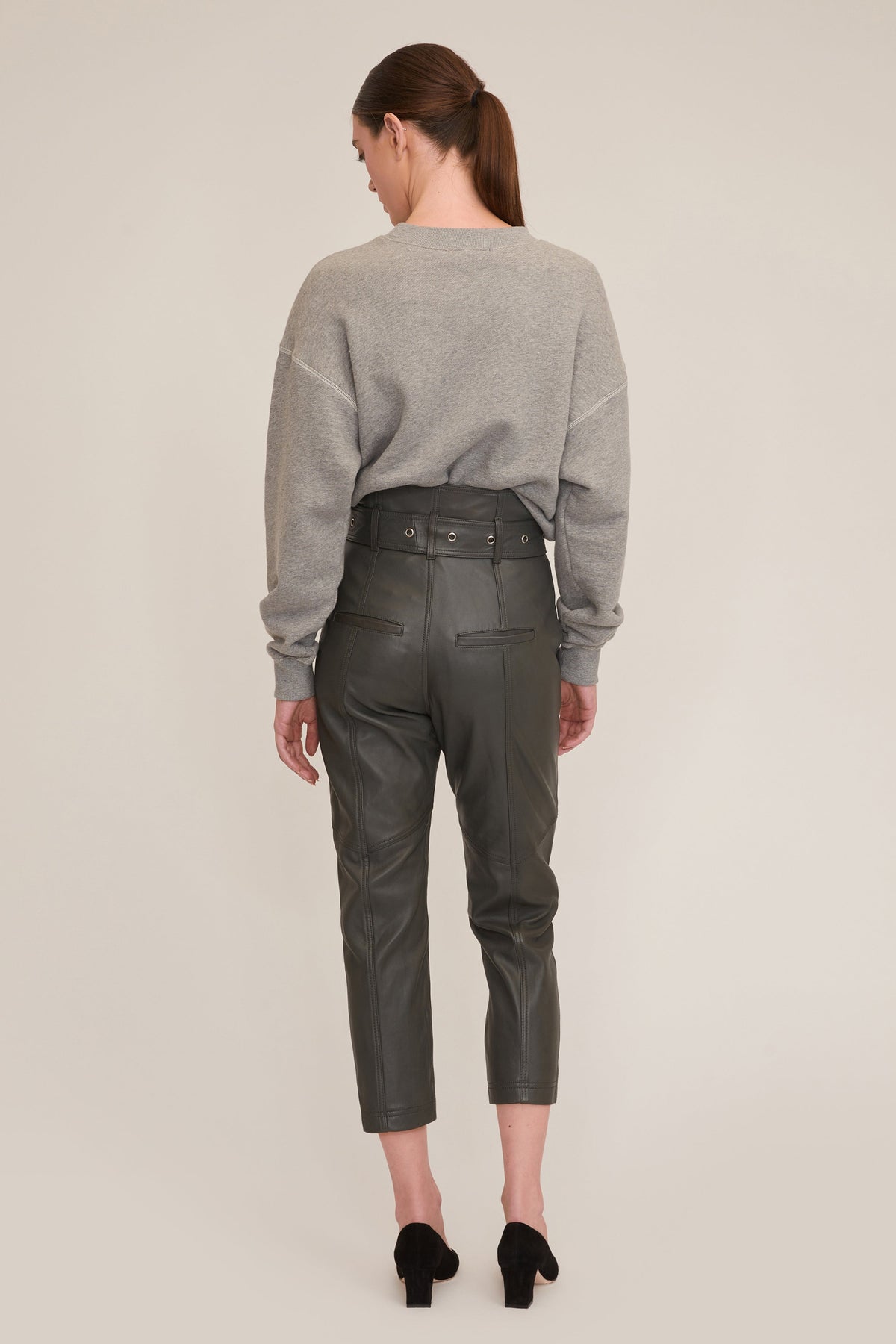 Anniston Leather Pant in Charcoal | MARISSA WEBB