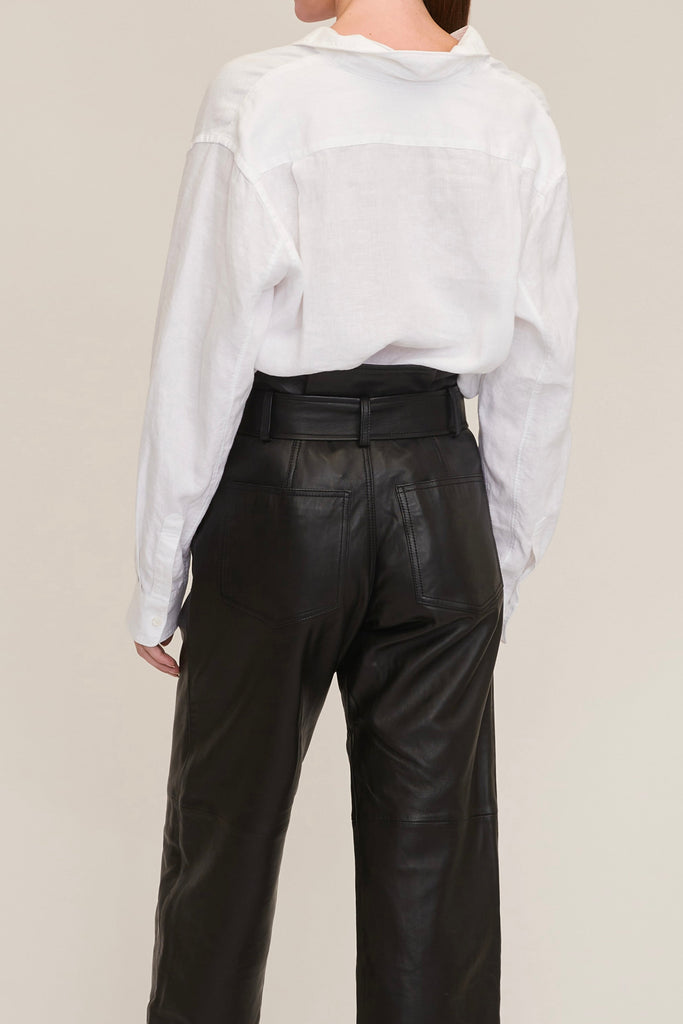 Dixon Leather Paper Bag Cropped Pant in Black | MARISSA WEBB