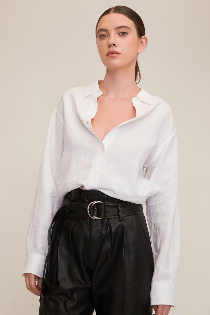 Dixon Leather Paper Bag Cropped Pant in Black | MARISSA WEBB