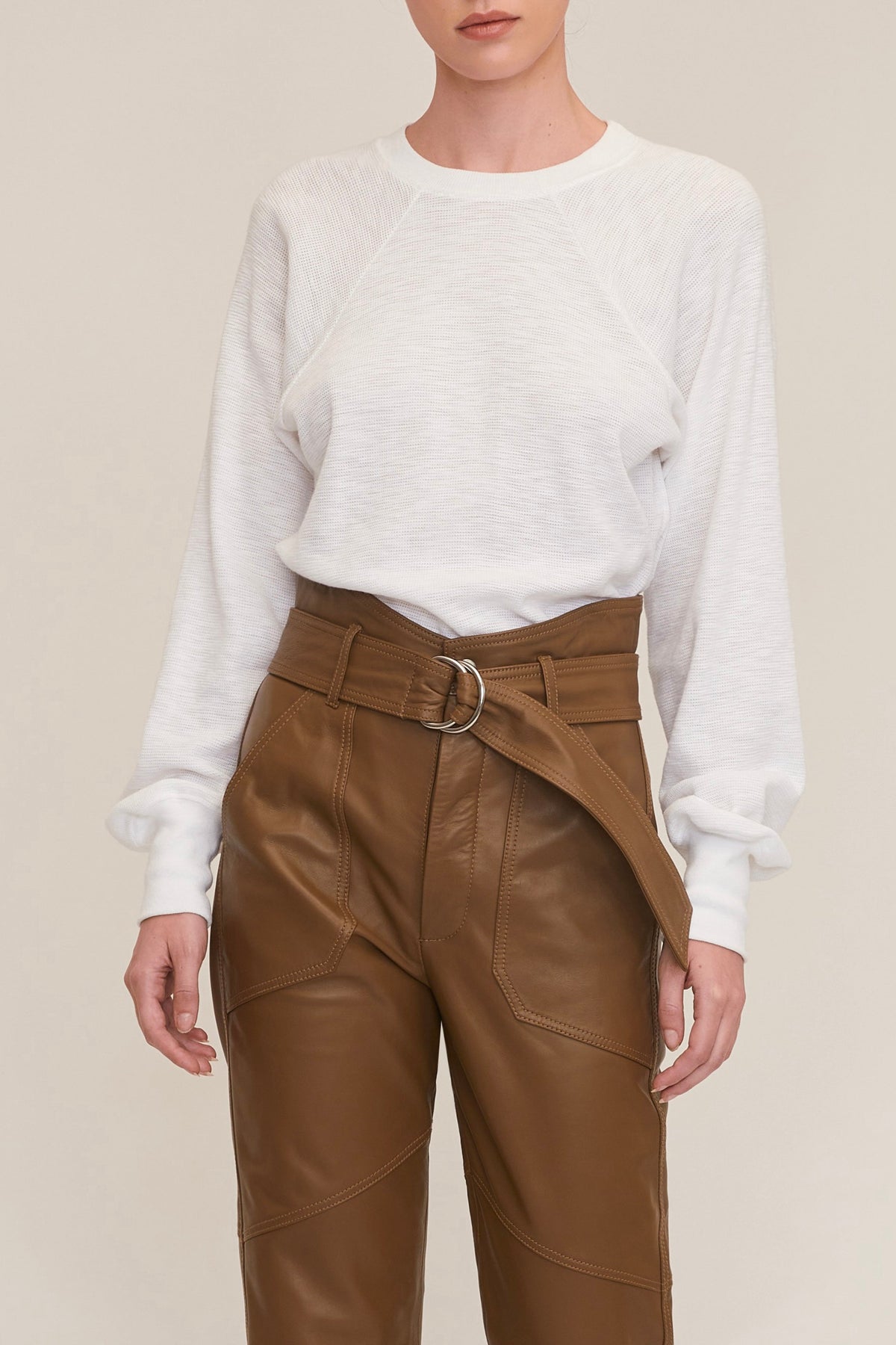 Bennett Patch Pocket Leather Pant in Sandstone | MARISSA WEBB