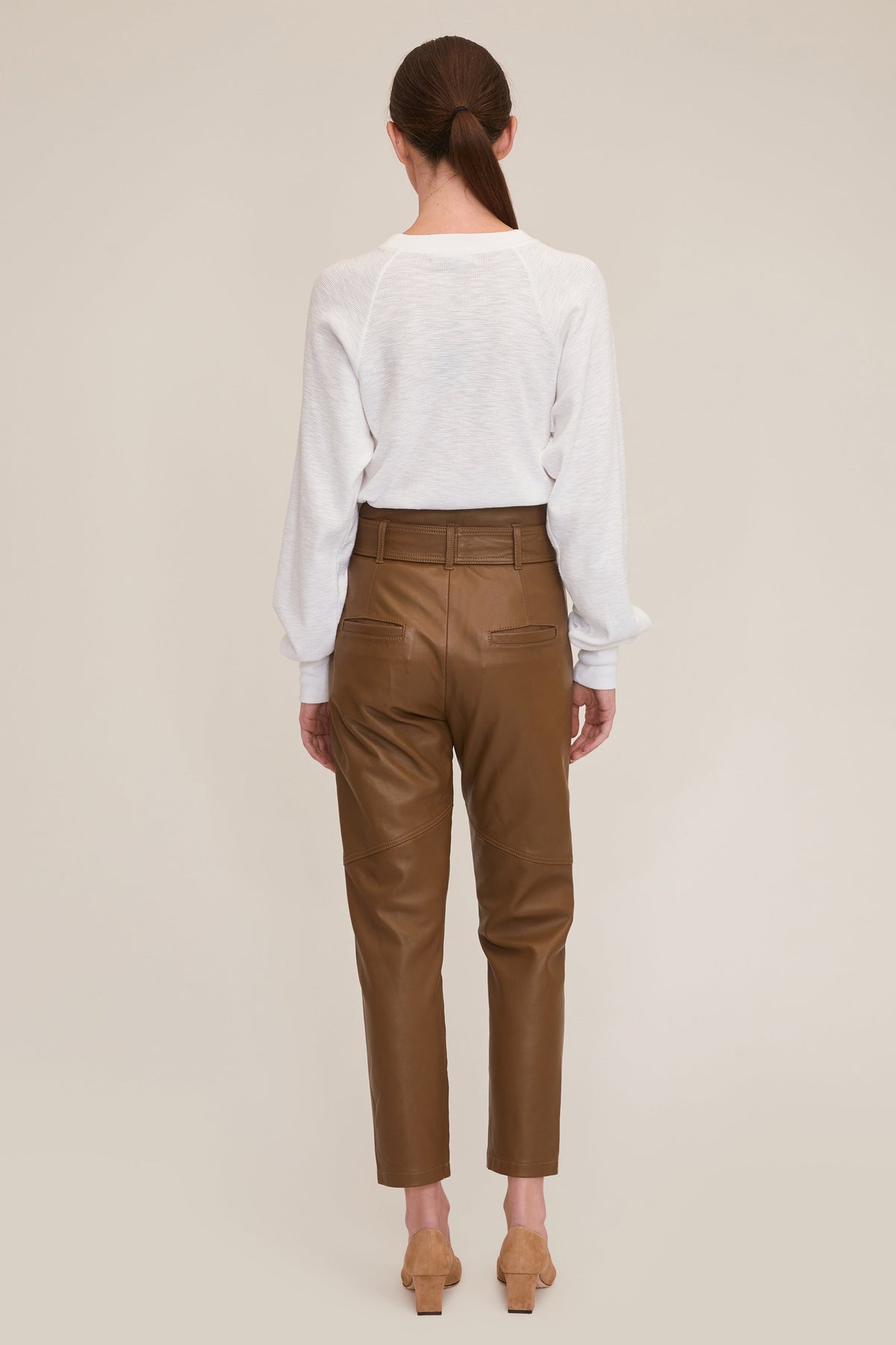 Bennett Patch Pocket Leather Pant in Sandstone | MARISSA WEBB