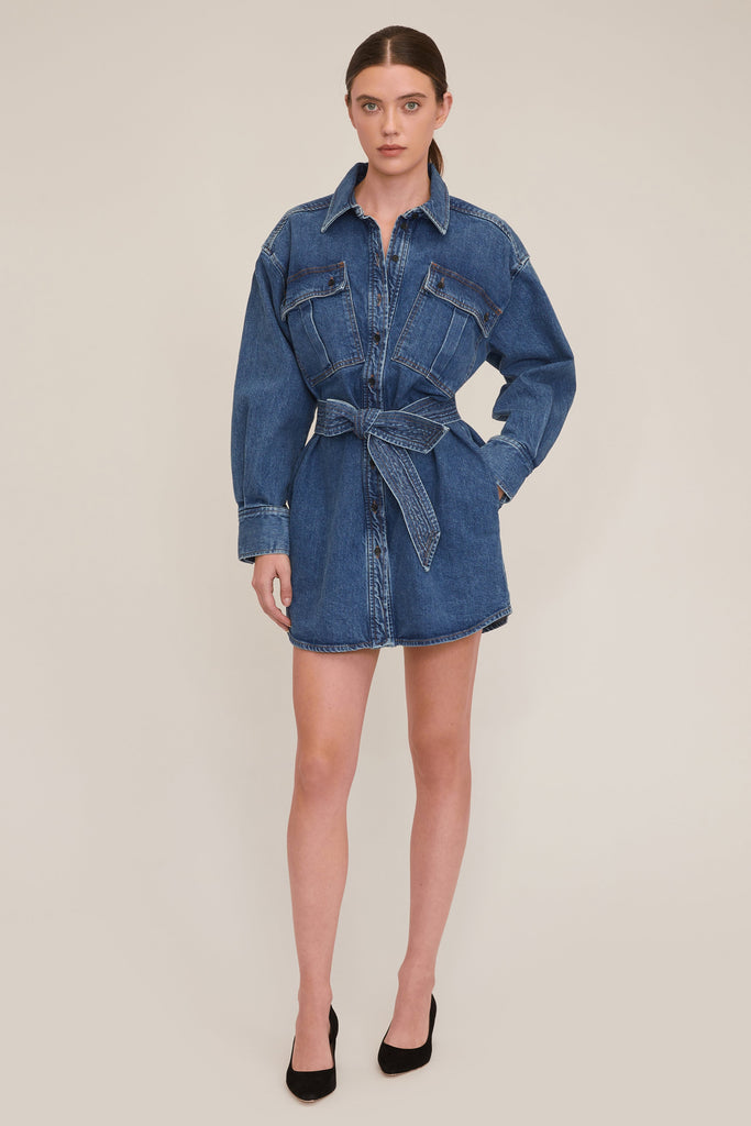 Skylar Denim Tunic Dress in Indigo Rinse Wash | MARISSA WEBB