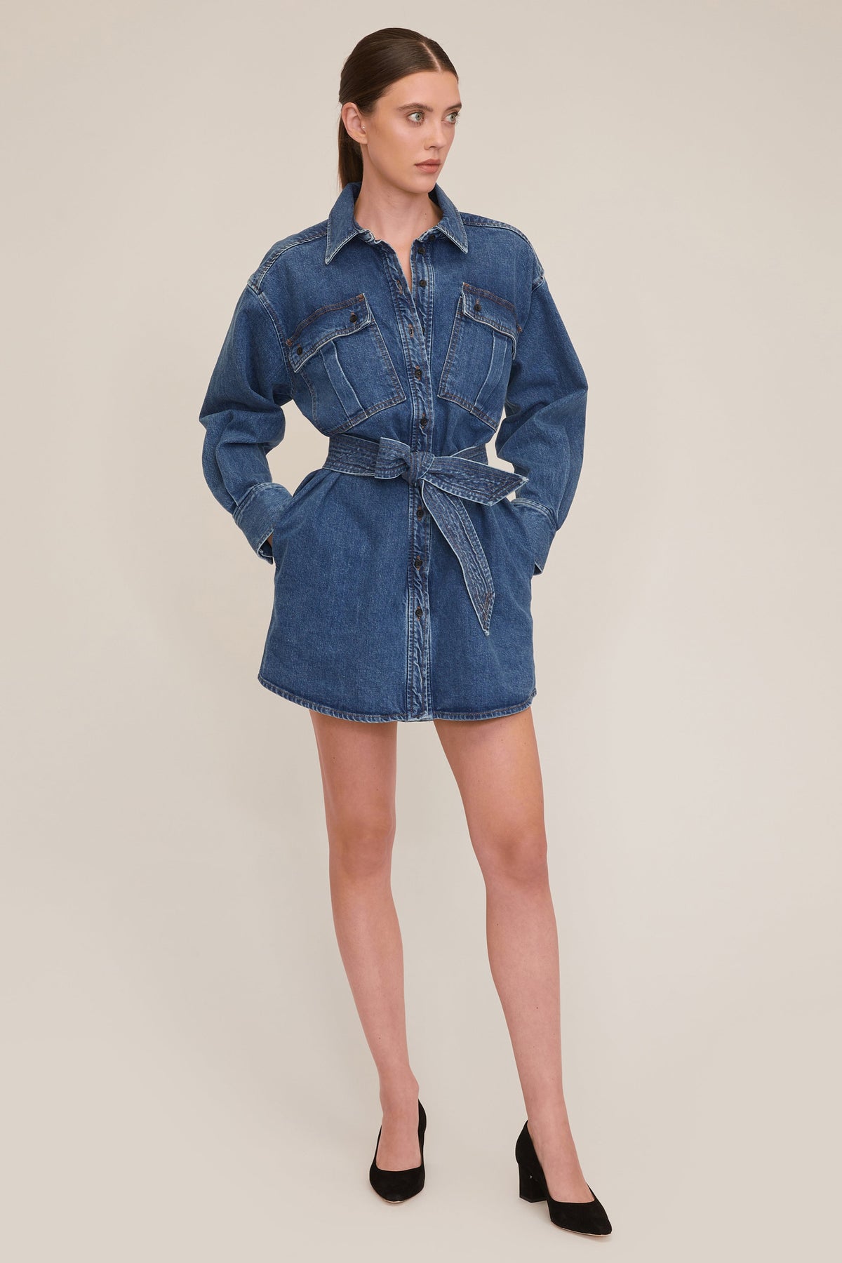 Skylar Denim Tunic Dress in Indigo Rinse Wash | MARISSA WEBB