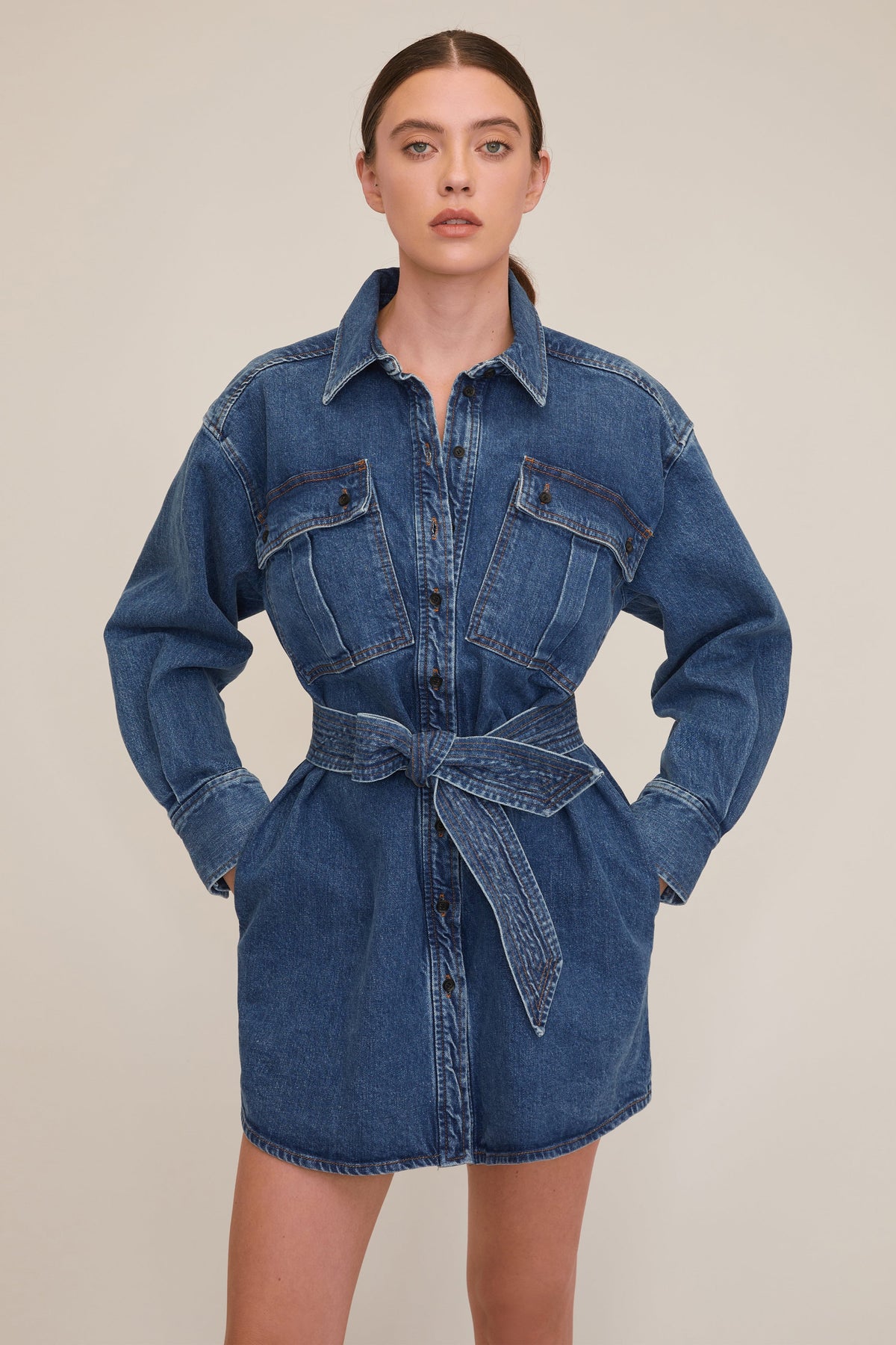Skylar Denim Tunic Dress in Indigo Rinse Wash | MARISSA WEBB