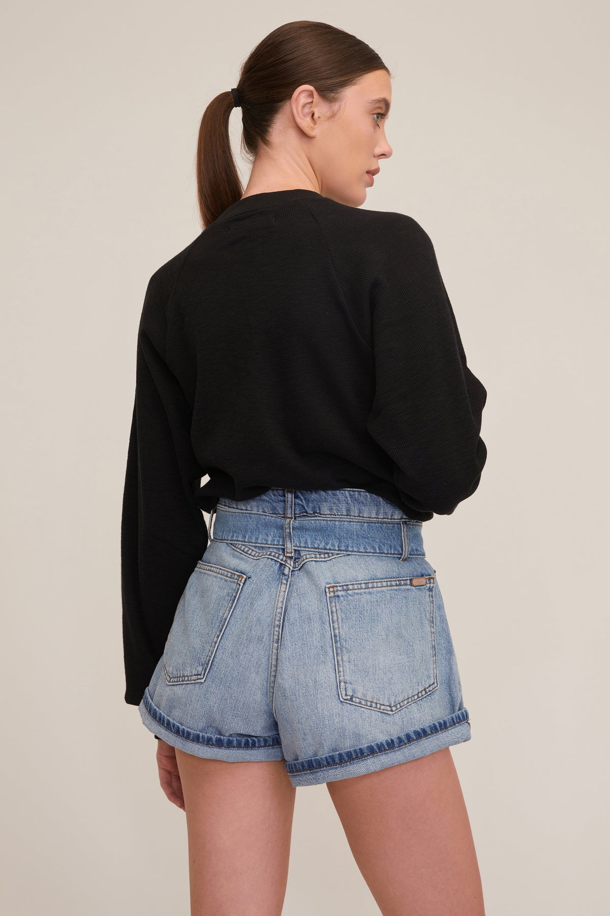 Banks Paper Bag Denim Boyfriend Short in Light Vintage Stone Wash | MARISSA WEBB
