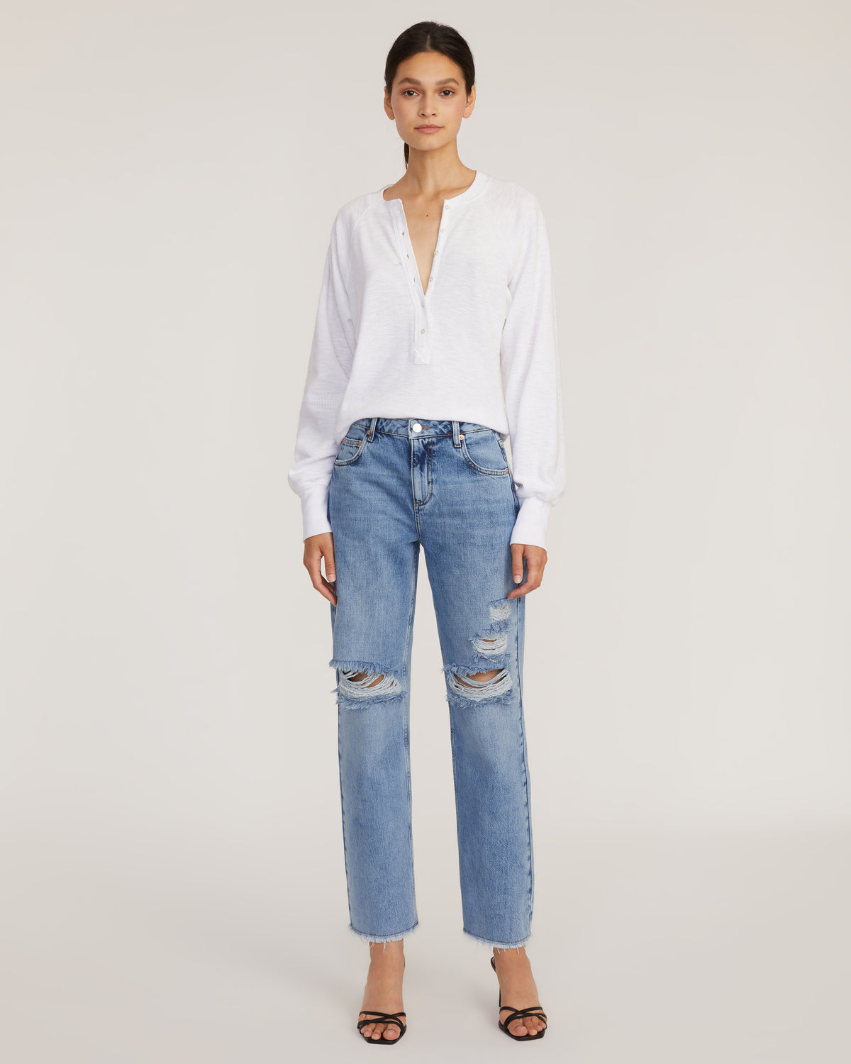 Distressed Washed Denim Pant