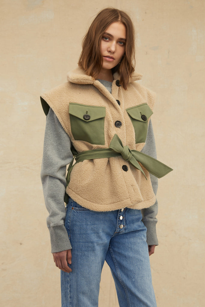 Frankie Sherpa Twill Vest | MARISSA WEBB