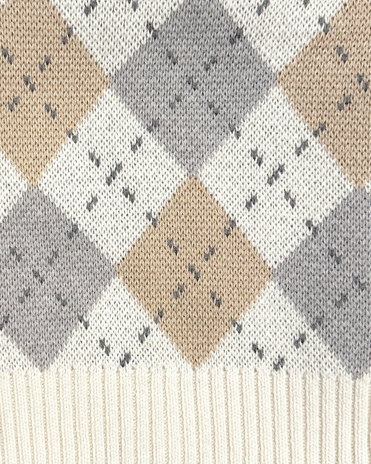 Cotton Cashmere V-Neck Sweater Vest - Ivory Camel Multi