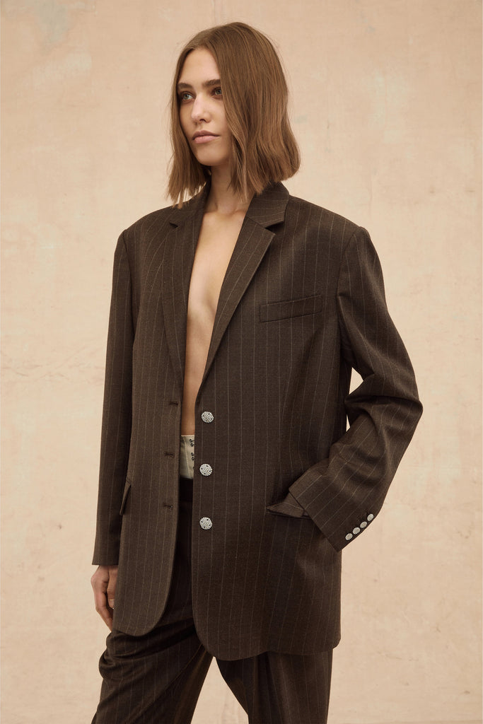 Cohen Pinstripe Boyfriend Blazer Dress | MARISSA WEBB