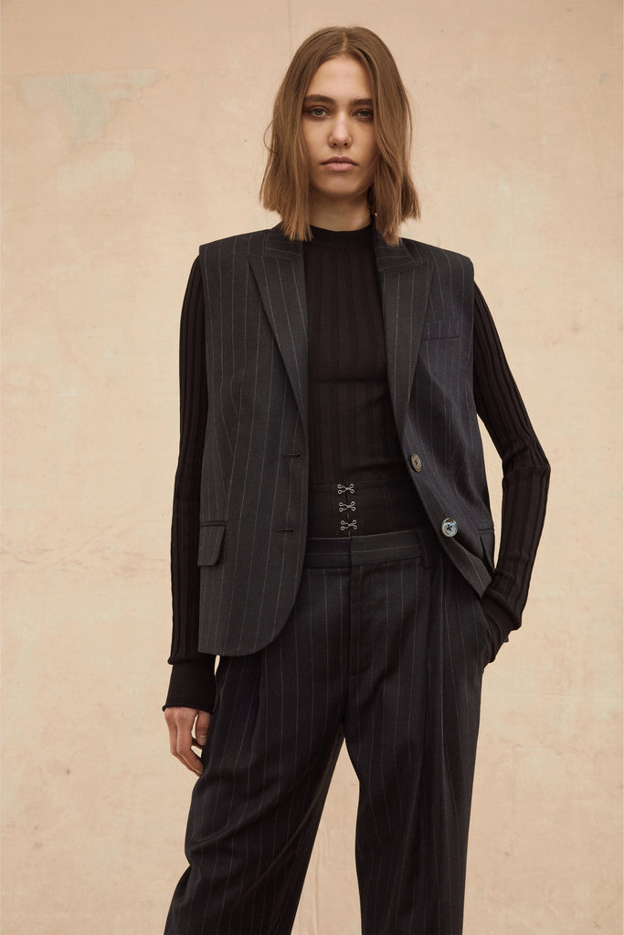 Arley Pinstripe Boy Blazer Vest | MARISSA WEBB