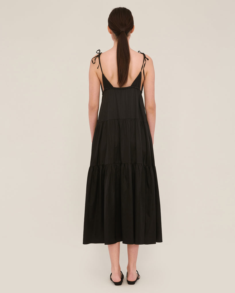 Elise Trapeze Midi Dress in Obsidian | MARISSA WEBB