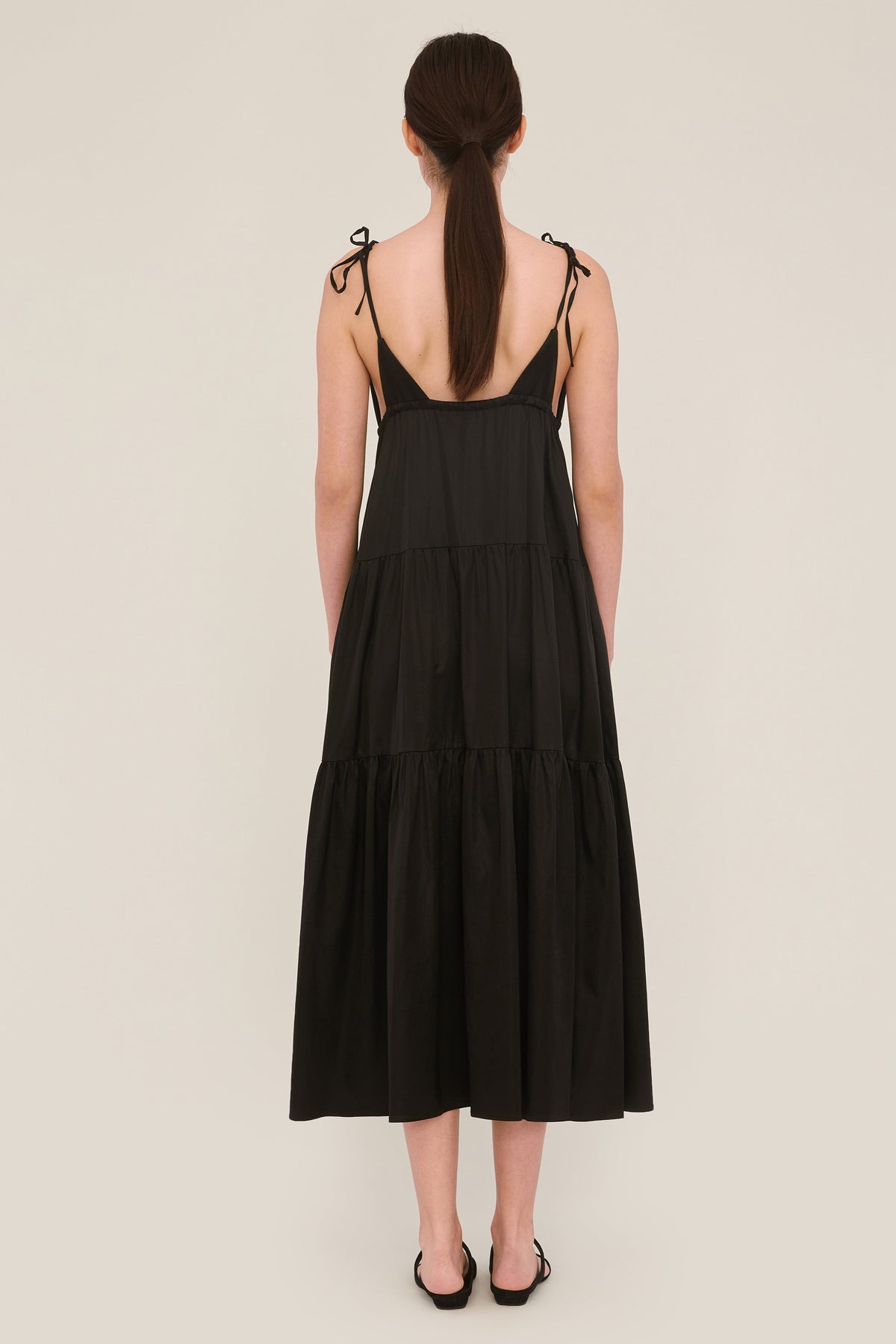 Elise Trapeze Midi Dress in Obsidian | MARISSA WEBB