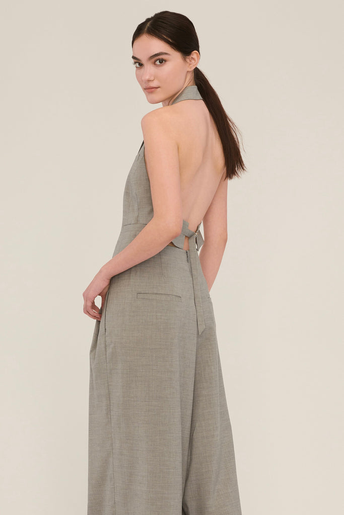 Miles High Waisted Wide Leg Trouser in Dove Grey | MARISSA WEBB