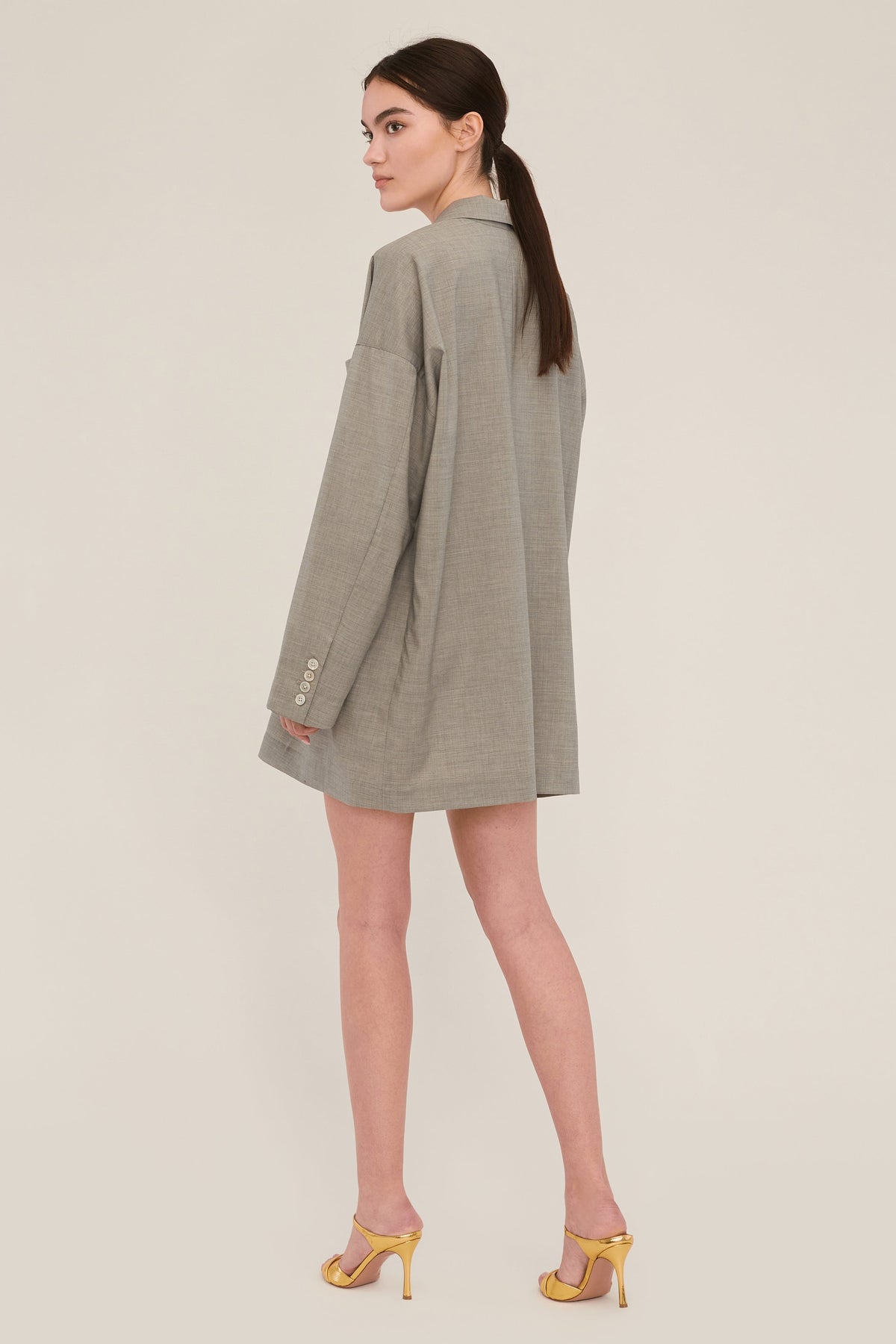 Elaine Tropical Wool Tunic Blazer in Dove Grey | MARISSA WEBB