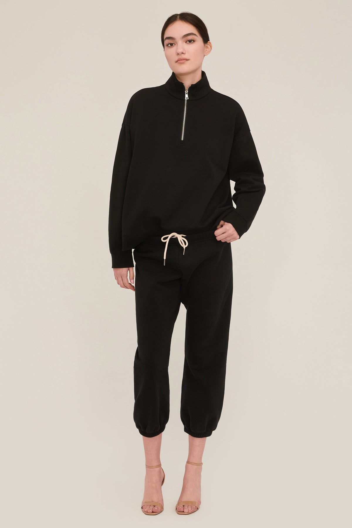 Blaine Low Rise Cropped Sweatpant in Black | MARISSA WEBB