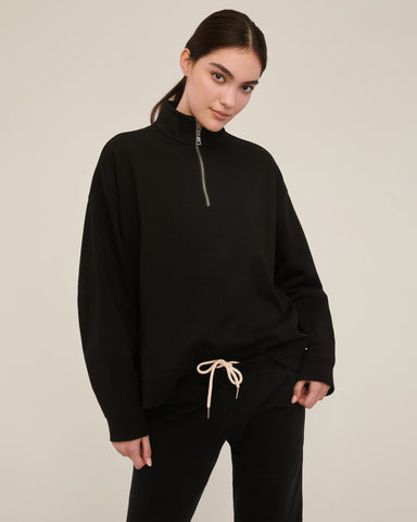 Teagan Quarter Zip Sweatshirt in Black | MARISSA WEBB
