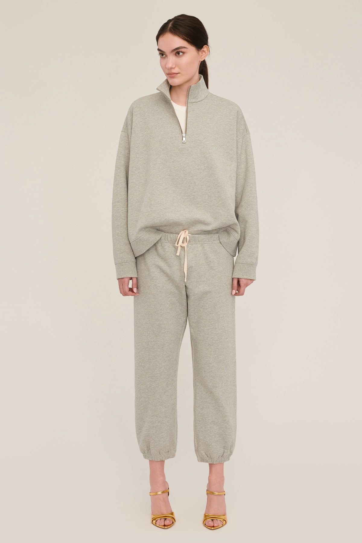 Blaine Low Rise Cropped Sweatpant in Heather Grey | MARISSA WEBB