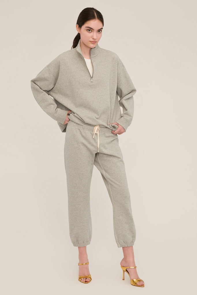 Blaine Low Rise Cropped Sweatpant in Heather Grey | MARISSA WEBB
